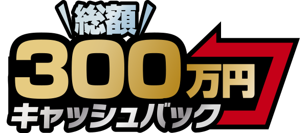 総額300万円キャッシュバック