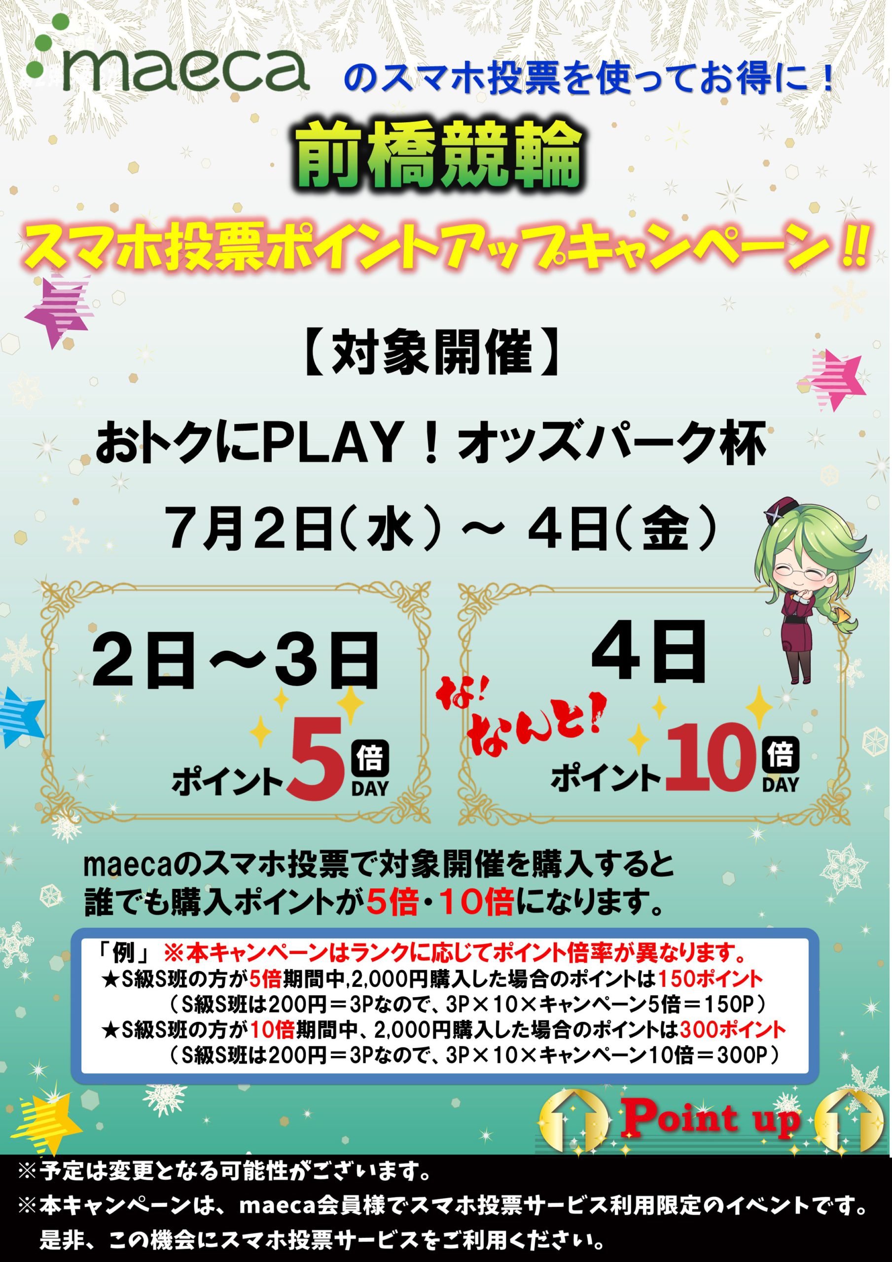 maecaスマホ投票ポイントアップキャンペーン7月