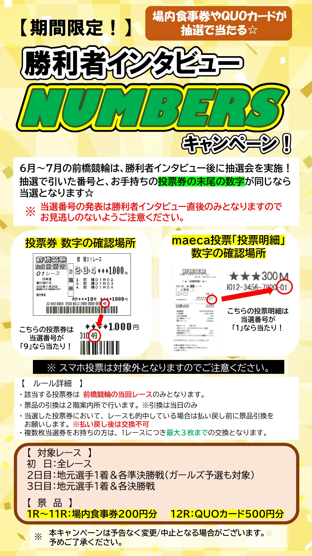勝利者インタビューNUMBERSキャンペーン